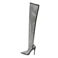 thumbnail image 5 of Fishnet Clear Thigh High Boots for Women Sexy See Through Mesh Stiletto High Heel over The Knee Dress Tall Boots, 5 of 8