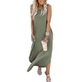 thumbnail image 2 of Vestido ANRABESS, holgado, maxi casual, color oliva, talla M, 2 of 7