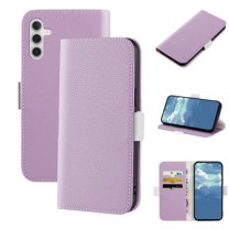 Dteck for Samsung Galaxy A13 5G 6.5 inch Case,Drop Protection Magnetic Closure Flip Holder ID Credit Card Slots Wallet Lychee Texture Leather Slim Phone Cover,Purple