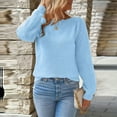 thumbnail image 4 of Sweaters For Women Fall Long Sleeve Solid Color Puff Sleeve Hollowed-Out Knitted Pullover Jumper Tops 2Xl Womens Sweaters, 4 of 6