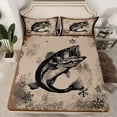 thumbnail image 2 of Feelyou Rustic Pike Fish Full Size Sheets for Men, Western Happy Christmas Bed Sheets, Hippie Wildlife Animal Sheet Sets, Lightweight Room Decor, 4pcs, 2 of 7