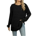 thumbnail image 1 of Camiseta de manga larga para mujer: jersey informal holgado, bolsillos, diseño a rayas, rayón/poliéster/spandex, lavable a máquina, 1 of 8