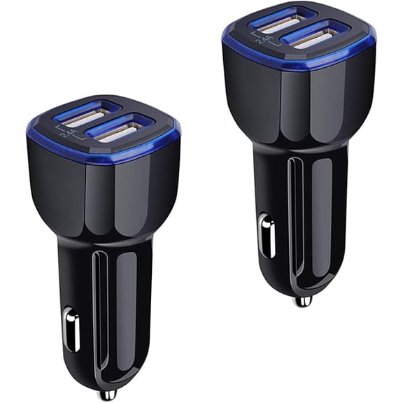 Car Charger, 2.4A 12W AndHot 2 Pack Mini Dual Port USB Car Charger Adapter Plug for iPhone 15 14 13 12 SE 11 Pro Max XR XS X 8 7 6S Plus, iPad, Samsung Galaxy S23 S22 S21 S20 S10 Note 20, LG, Android