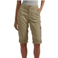 thumbnail image 2 of Cargo Capris for Women with Pockets Capri Cargo Work Pants for Women Casual Summer Khaki 2XL, 2 of 6