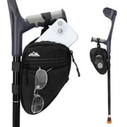 SupreGear Forearm Crutch Bag, Lightweight Elbow Pouch with Cup Holder & Zipper Pocket, Black