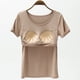 thumbnail image 3 of Camiseta de mujer de manga corta con almohadilla para el pecho de verano, sujetador de color liso, media manga, se puede usar como camisa de fondo, 3 of 6