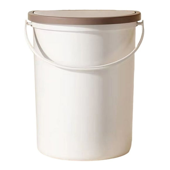 Trash Can with Handle Wall Mounted Press Design Self-adhesive Wide Open Semi-Circular Waste Bin for Bathroom