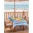 thumbnail image 2 of Outdoor Tablecloth with Umbrella Hole for Patio/Picnic/Party/Camping, Lemons Coastal Waterproof Table Cloth Rectangle Table Cover Washable, Summer Botanical Floral Striped Farmhouse (60"x 102"), 2 of 8