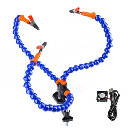 

Htovila Helping Hands Soldering Station Table Clamp Soldering Station PCB Holder With Cooling Fan 3 Flexible Arms for RC Drone Car Models Soldering