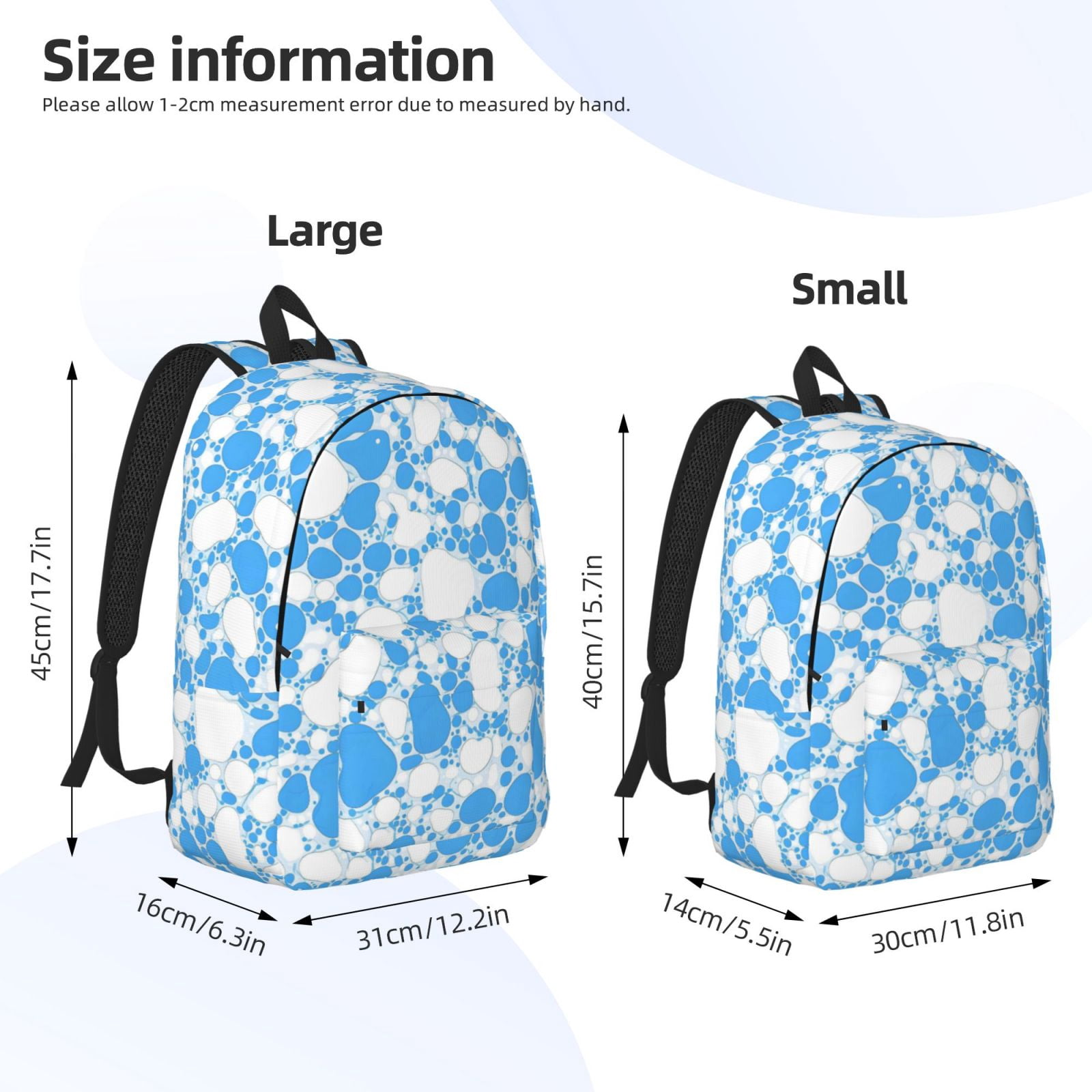 Casual Canvas Backpack Without Interlayer Large Capacity Stick Bag Design For Outdoor Shopping Office Outdoor Sports Milk Cow Skin Print Style Powderblue_4 Small