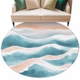 thumbnail image 2 of Round Area Rug 8ft,Summer Ocean Watercolor Wave Washable Carpet Non-Slip Runner Accent Rugs Indoor Floor Mat for Bedroom Living Room Decor,Abstract Gradient Stripe, 2 of 9