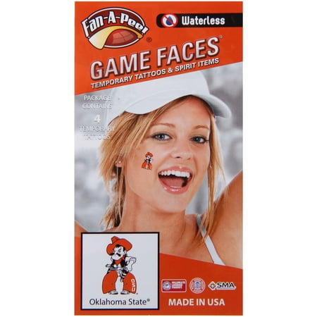 - Oklahoma State Cowboys Pistol Pete Peel & Stick Waterless Tattoos - No Size