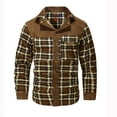 thumbnail image 6 of WREESH Fashion Winter Jacket Men'S Button Opening and Closing Fleecing Plaid Coat Long Sleeve Stand Collar Jacket Brown, 6 of 6
