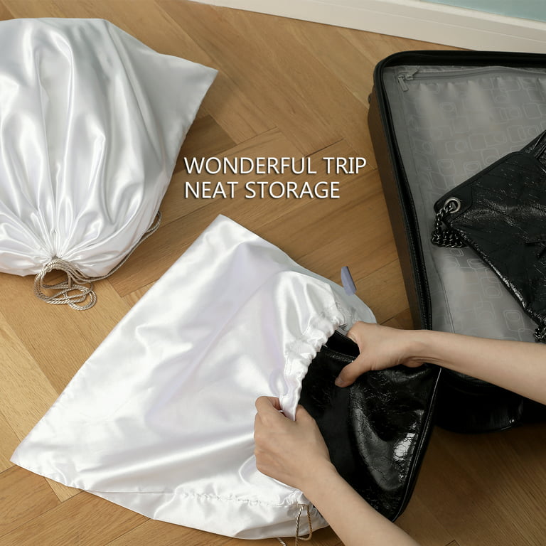 GONGKANGYUAN 6 Pack Dust Bags for Handbags Silk Dust Cover Bag for Handbags Purses Shoes Boots, Silk Dustproof Drawstring Bag Travel Storage Pouch (Black, 19.6 ×