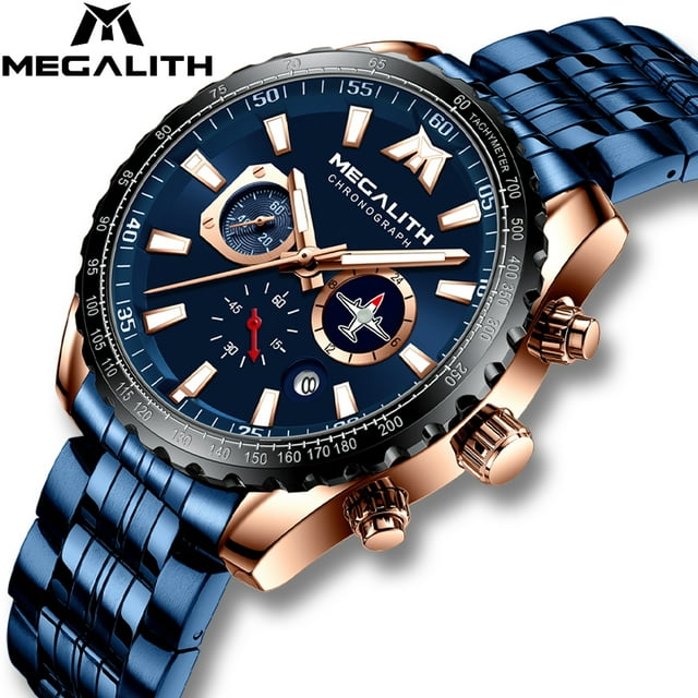 Reloj de Hombre Megalith 8212M Cronógrafo Casual Acero Azul