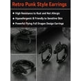 thumbnail image 4 of FaithHeart Dragon Earrings for Men Black Stainless Steel Punk Rock Biker Hoop Earrings Black Round Huggie Stud Earrings Jewelry Gift for Son Brother Christmas Birthday, 4 of 11