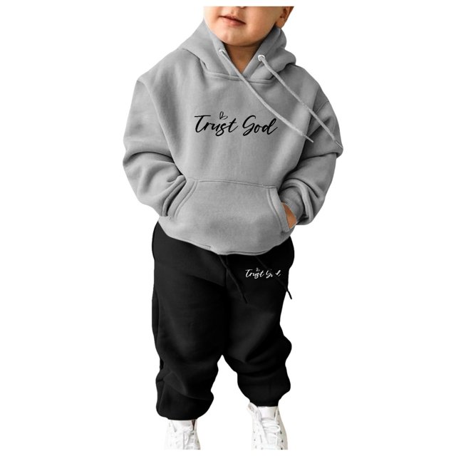 Girls Outfits & Set Stylish Hoodie Sweatshirt Tracksuit Unisex Two Piece Set for Kids Comfortable Sweatpants Fashion Apparel