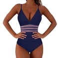 thumbnail image 3 of Enjoytime Swimsuit Women One Piece Tummy Control Bathing Suit for Women Modest V Neck Slimming Mesh Swimwear Monokini, 3 of 8
