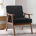 thumbnail image 2 of Leumius Mid-Century Accent Chair,Modern Velvet Fabric Armchair for Living Room,Comfy Upholstered Reading Chair Arm Chair with Solid Wood Frame and Extra-Thick Backrest for Bedroom,Black, 2 of 8