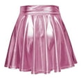 thumbnail image 3 of YUEJUIR Faldas De Mujer Elegantes Women'S Casual Fashion Shiny Metallic Flared Pleated A-Line Mini Skirt Wrap Skirts For Women Casual Skirt (Pink,XL), 3 of 5