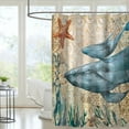 thumbnail image 5 of Funny Blue Ocean Creature Shower Curtains Sets Waterproof Bath Curtains for Bathroom Beach Theme Decor 72" x 72" with 13 Hooks, 5 of 7
