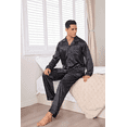thumbnail image 4 of Onimisc Men Satin Silk Pajamas Sets Long Sleeve Sleepwear Button-Down PJs Sets Two-Pieces Loungewear with Pockets, 4 of 7