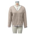 thumbnail image 4 of Sweater Tops for Women Casual Loose Knit Pullover Long Sleeve Round Neck Solid Color Fall Winter Soft Sweater Tops, 4 of 5