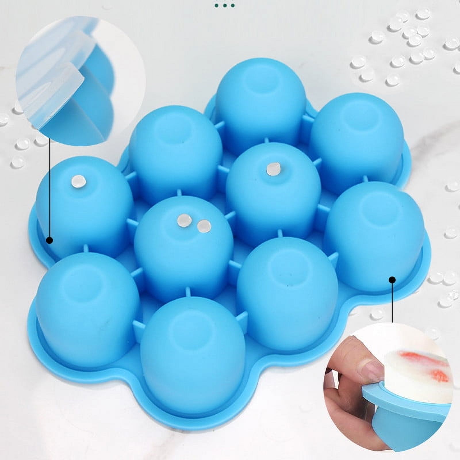 MZHICH Freezer Silicone Tray with Lid Blue for Baby Food Blue