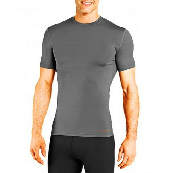 Tommie Copper T-Shirt à Manches Courtes de Compression pour Hommes Core / UPF 50, Couche de Base Respirante pour Sports, Gym & Soutien - Gris Ardoise - Petit
