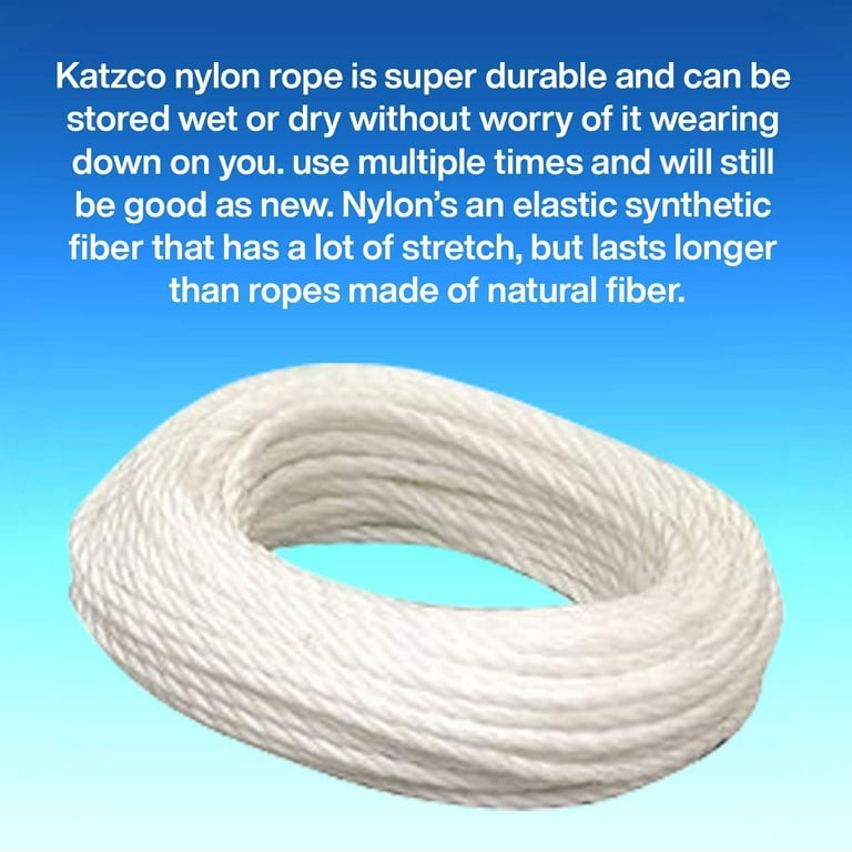 Katzco Nylon Braided Rope - 5/16 inch x 100 Foot Anchor Rope - White