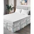 thumbnail image 4 of Aqua Beige Ombre Bed Skirt California King Size 18&nbsp;Inch Drop, Vintage Modern Abstract Wrap Around Dust Ruffle Bedskirts, Wrinkle & Fade Resistant Easy Fit Bedskirt with Adjustable Elastic, 4 of 8