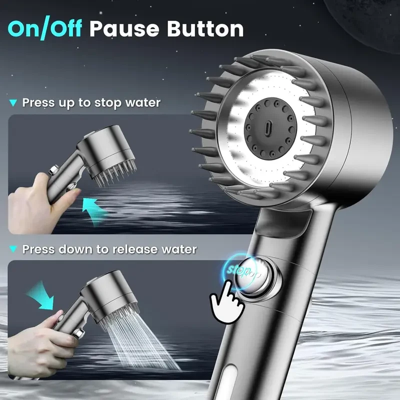 Beteliva RV Handheld Shower Head with Hose, High Pressure 3-Mode Filtered, Water-Saving, Scalp Massage,RV, Camper & Travel Trailer,Easy Installation
