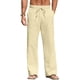 thumbnail image 1 of Pantalones Sailwind casual de lino para hombre, playa, verano, beige y amarillo, 1 of 6