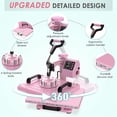thumbnail image 5 of ZENPETIO 5 in 1 Heat Press Machine 12x15" T-Shirt Pressing Machine 360° Swing Away Sublimation Heat Press Digital Heat Transfer w/ 11OZ Tumbler Press for Hat Cap Mug Plate Pink, 5 of 8