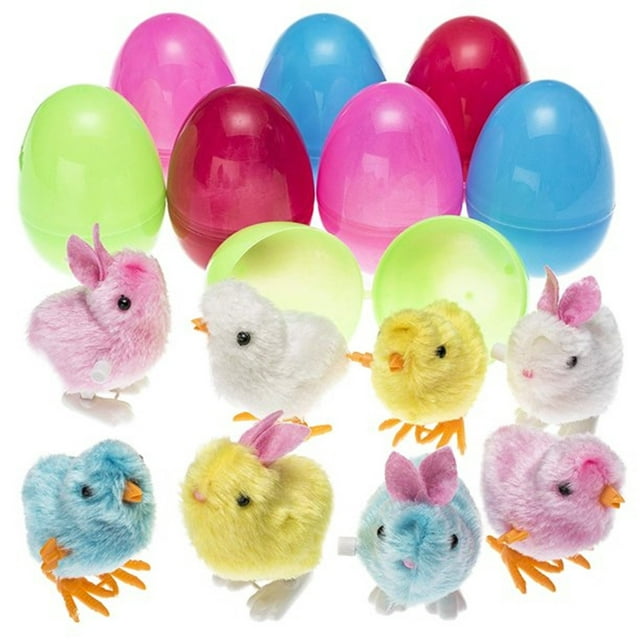 Cadena de Pascua con conejo, juguete de cuerda, huevo sorpresa, 8 piezas, cartucho de plástico para huevos, juguete.
