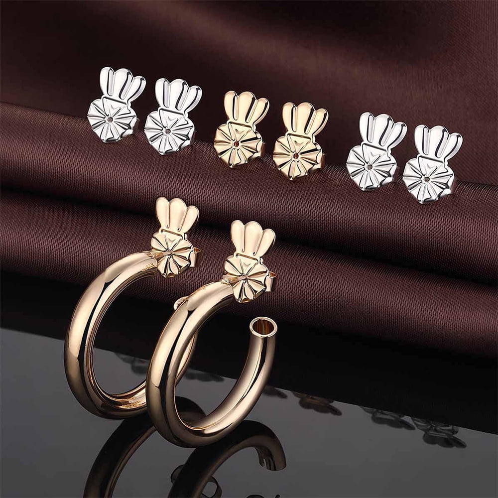 Earring Lifters Backs, 4 Pairs Secure Earring Backs for Droopy Ears,  Hypoallergenic Adjustable Magic Earring Backs Tiara Earring Backs for Heavy  Earring (3Gold, 1Silver) 