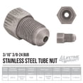 thumbnail image 3 of 4LIFETIMELINES Stainless Steel Brake Line Tube Nut, 3/16 (3/8-24 Bubble), Bag of 10, 3 of 5