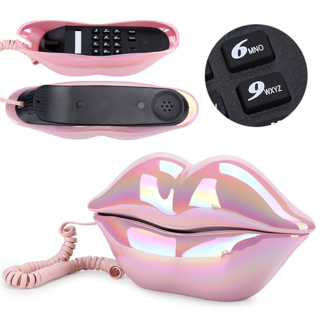 Noref Electroplating Pink Funny Lip Telephone WX‑3016 Fashionable Number Storage Function,Telephone,Fashionable Telephone