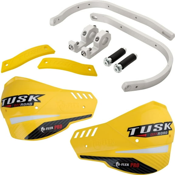Tusk D-Flex Pro Adventure Handguards Silver Bar/Yellow Plastics 1 1/8" Bars For Honda XR650L 1993-2009,2012-2023