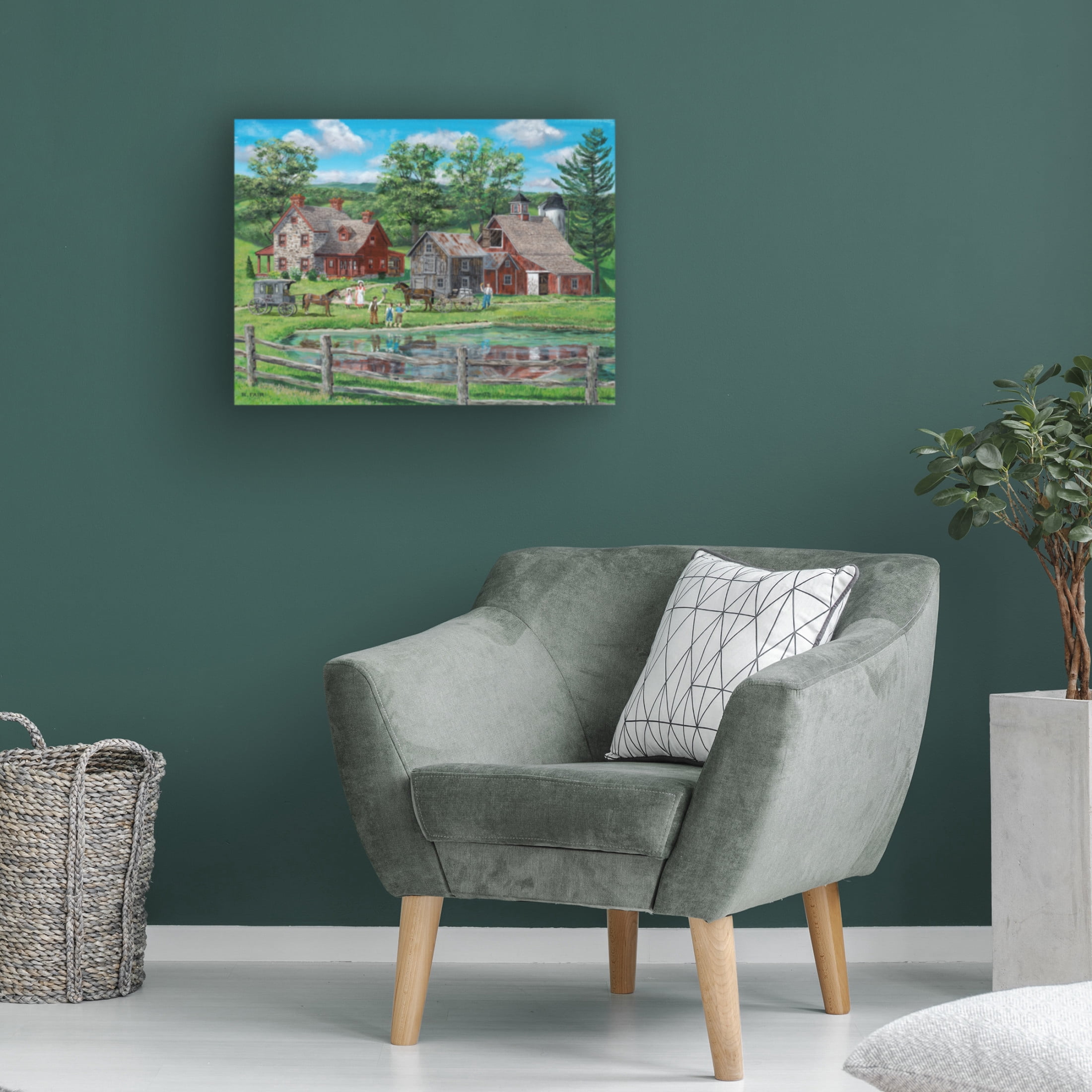 Canvas Wall Art - Bob Fair 'Summer Pond' Wall Art for Living Room, Bedroom, or Office Décor by Trademark Fine Art - 32 x 24 Inches