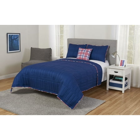 Better Homes & Gardens Ultra Soft Nellie Plaid 4-Piece Quilt Set, Full/Queen, Blue