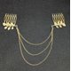 thumbnail image 3 of 2PCS Cadena de pelo de oro con patrón de hoja de peine Diadema de estilo bohemio para mujer, 3 of 5