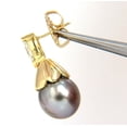 thumbnail image 4 of 10mm natural tahitian pearl & .80ct diamonds drop cap earrings 14kt., 4 of 5