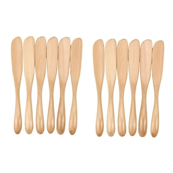Wooden Butter Knife Cheese Spreader 6.5 Inch, Jam Knife Butter Cake Knife Mask Knife 12 Pieces