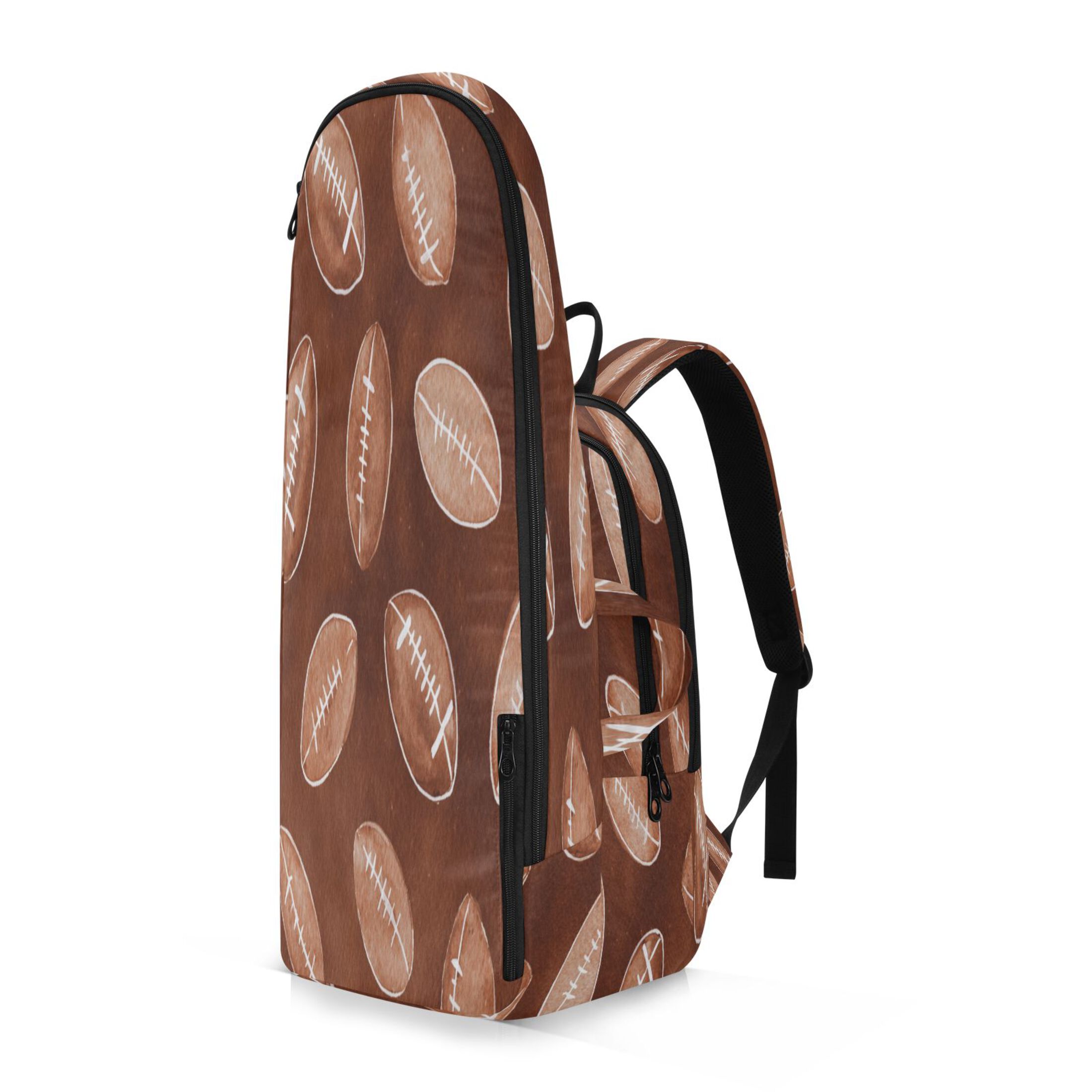 2 Racquet Holder Tennis Backpack Tennis Racket Covers Gym Bags Brown Rugby Balls Pattern