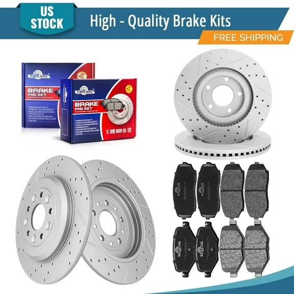 YXPCARS 12PCS Front Rear Brake Rotors Ceramic Brake Pads, Brake Kits for Ford Edge 2011-2014 Lincoln MKX 2011-2015 (54154, 54125, D1258, D1377)