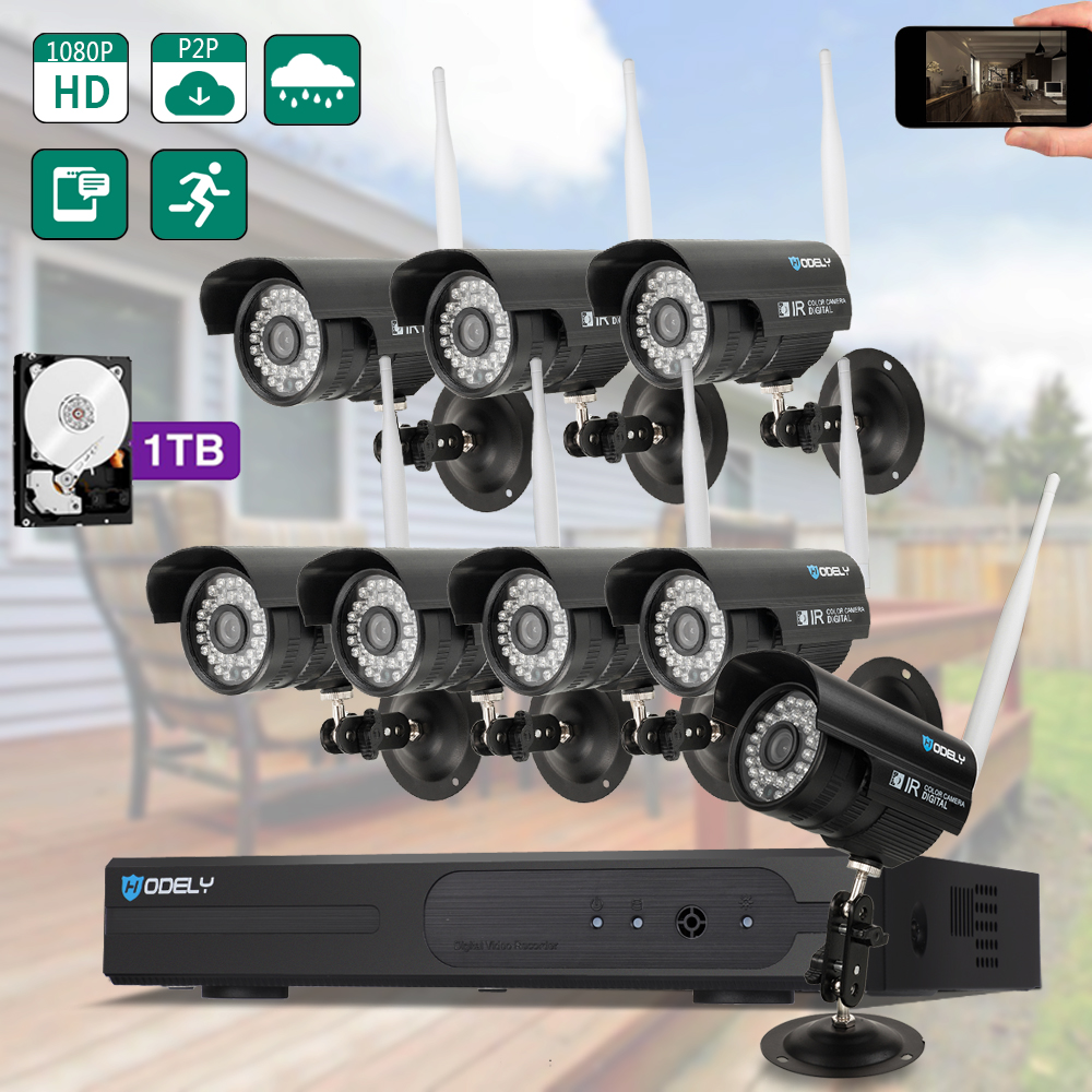 Wireless DVR Security System,1080P NVR Surveillance Camera System w/4Pcs 720P 1.0MP IP