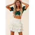thumbnail image 2 of Women's Ruffle Short Sleeve Tie Up Back Crop Top Off Shoulder Bardot Blouse,Dark Green,L, 2 of 6