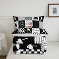 thumbnail image 5 of Erosebridal Baseball Comforter Set Full Size Baseball Gaming Bedding Set Softball Ball Games White Black Plaid Comforter Sports Theme Quilt Set, 5 of 7