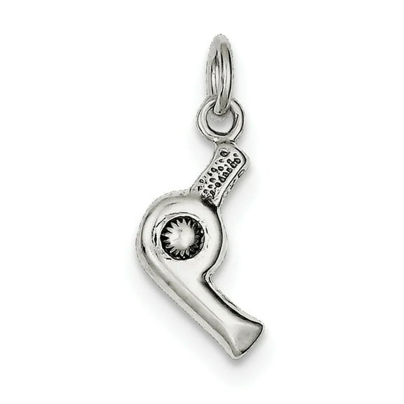 925 Sterling Silver Solid Hair Dryer Charm 20x10mm Wide Pendant Necklace for Women - 1.7 Grams